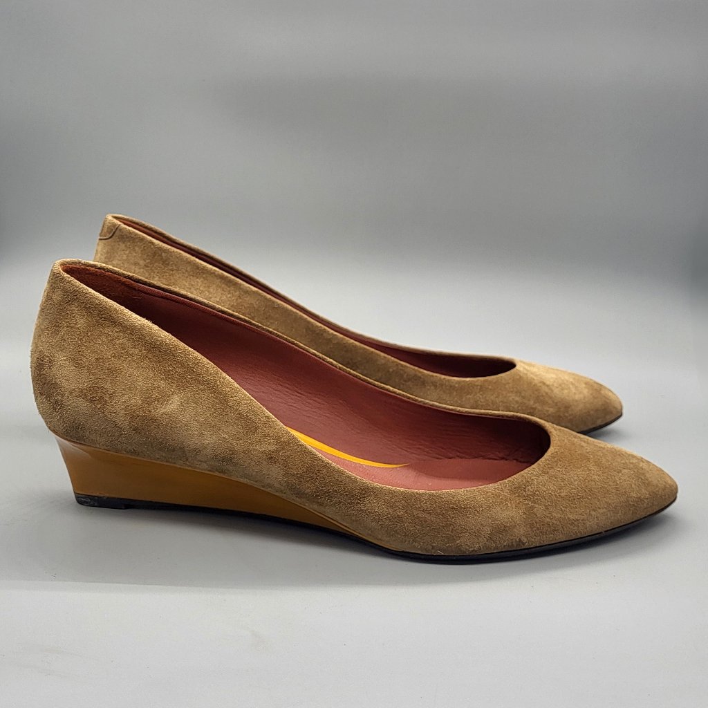 Bottega Veneta Suede Wedge Heel Pumps